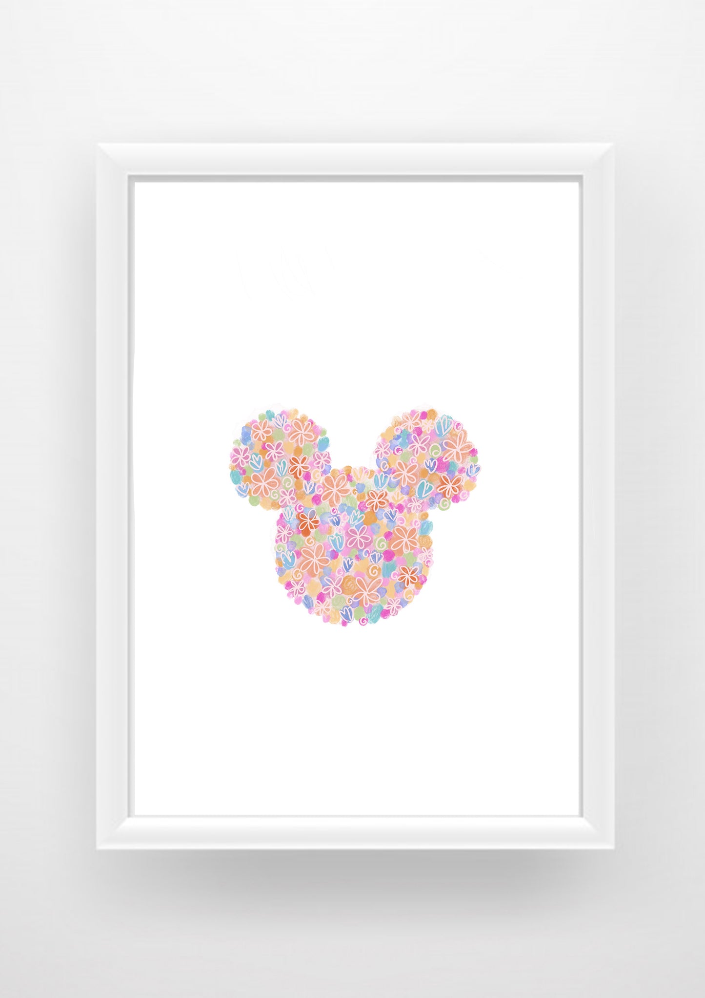 Floral Mickey head pastel Print / Sticker / bookmark