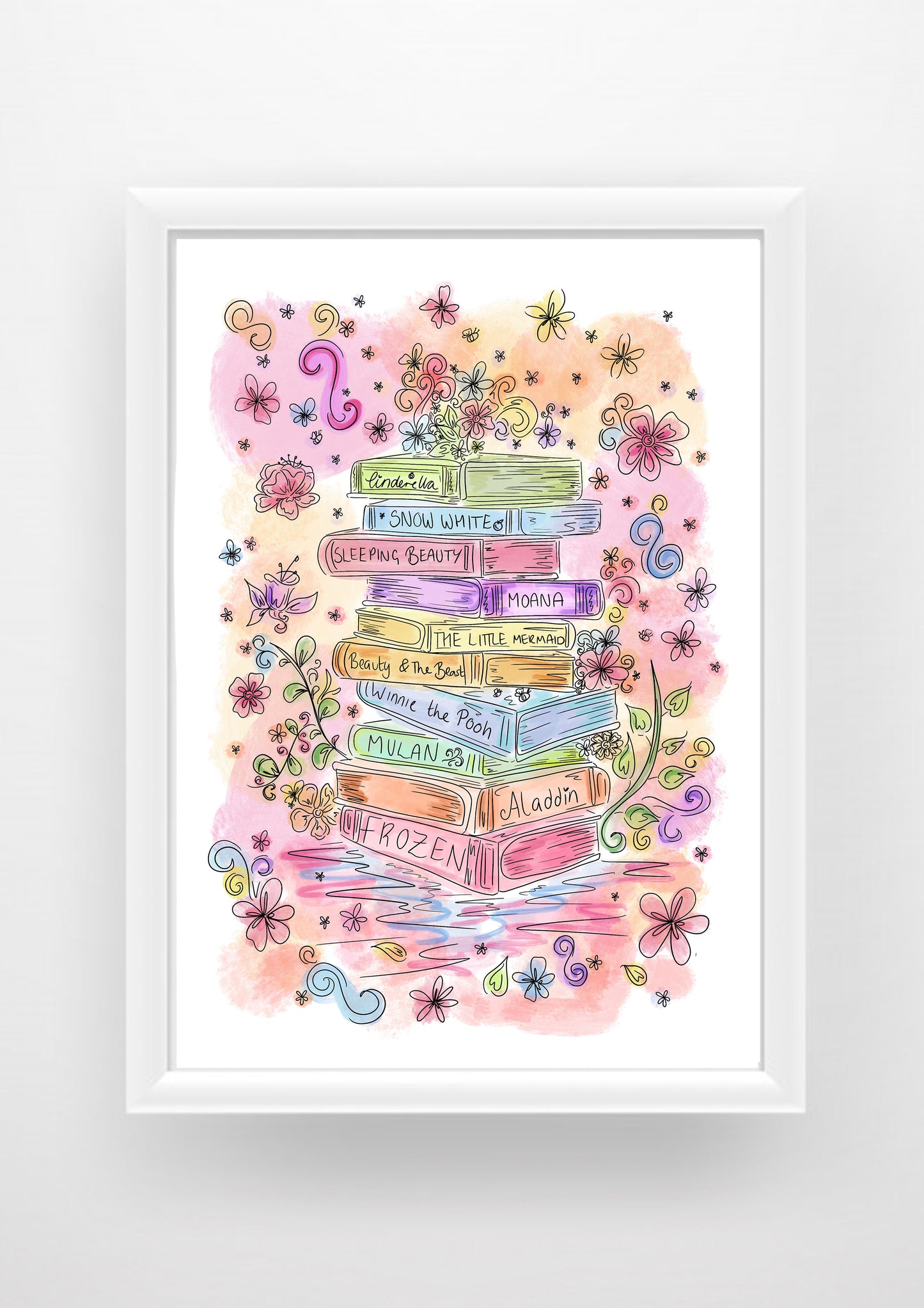 Princess book stack Print / Sticker / bookmark