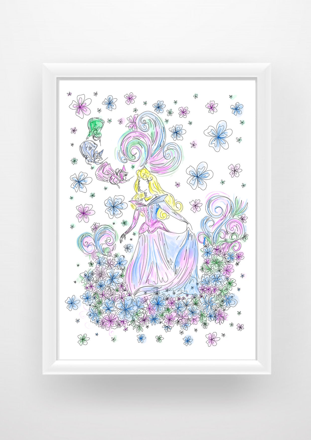 Sleeping Beauty Fairies Print / Sticker / bookmark
