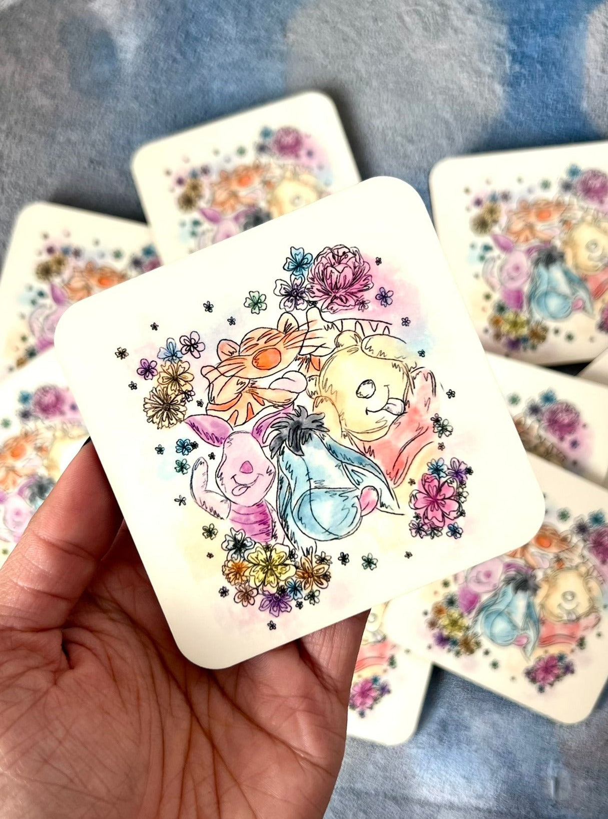 Pooh and Friends wooden backed coaster