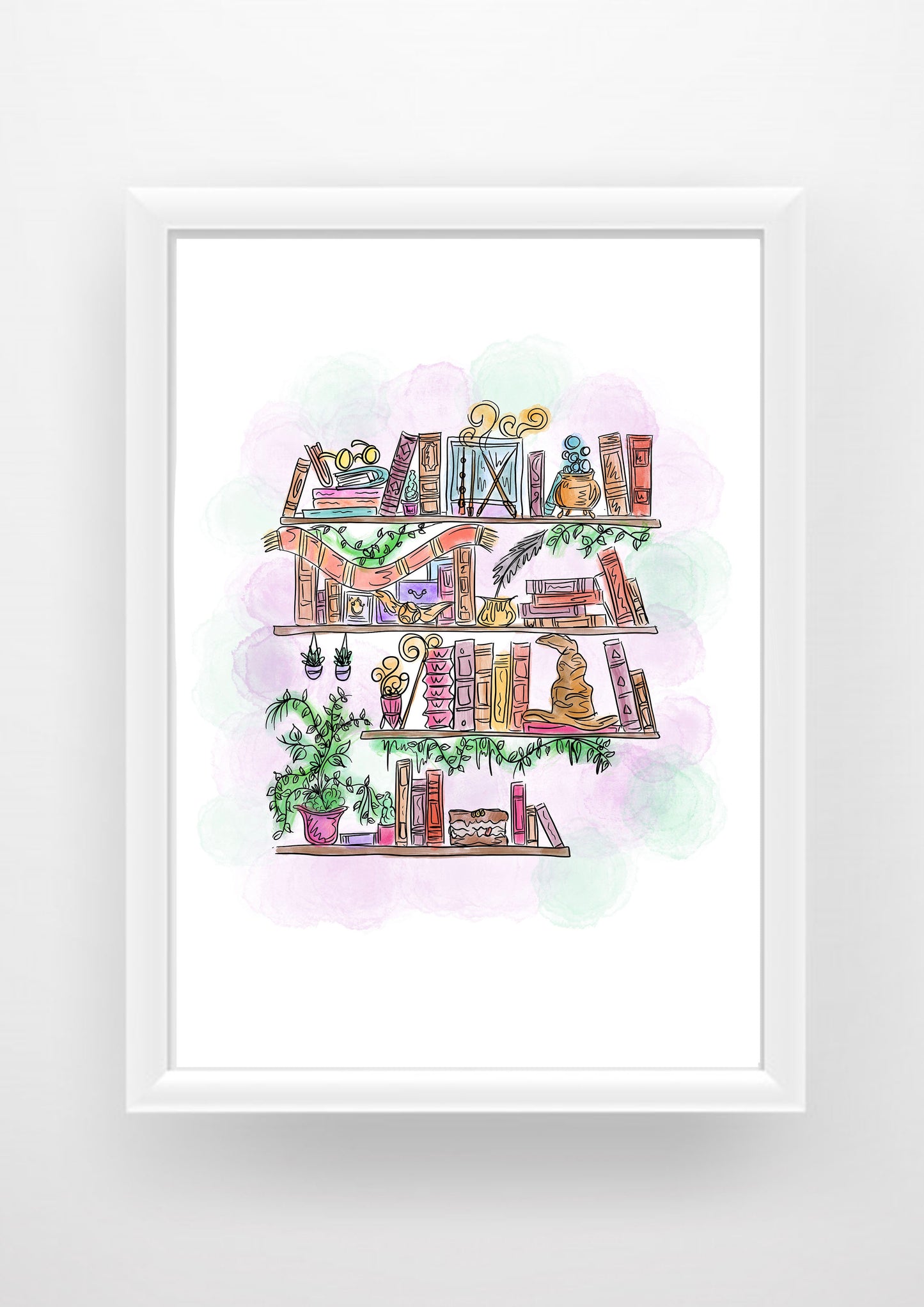 Harry Potter Bookshelf magical Print / Sticker / bookmark