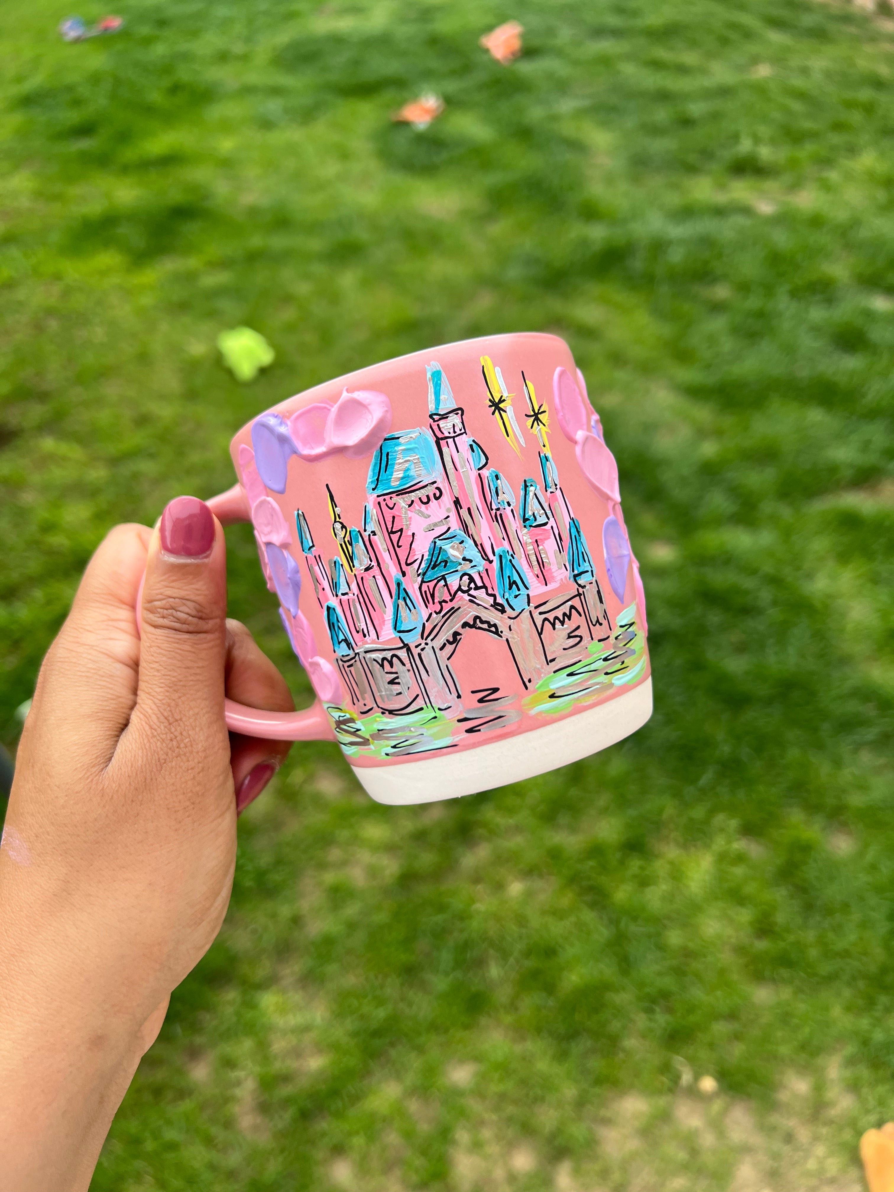 Disney castle Floral pink mug