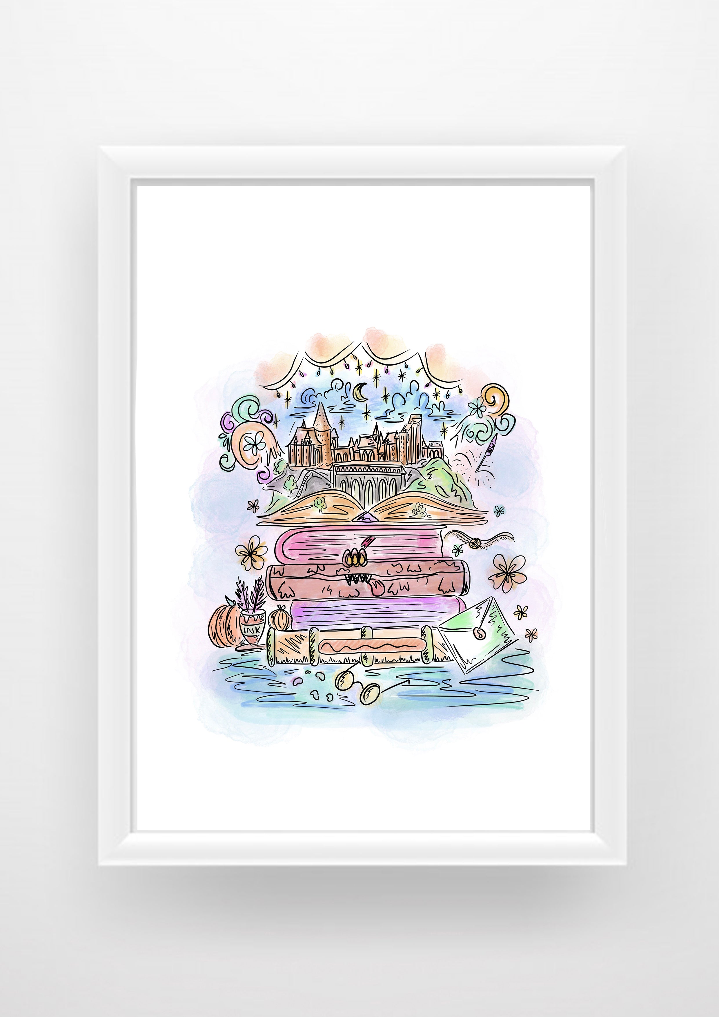 Harry Potter magical Bookshelf magical Print / Sticker / bookmark