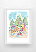 Pooh christmas Print / Sticker / bookmark