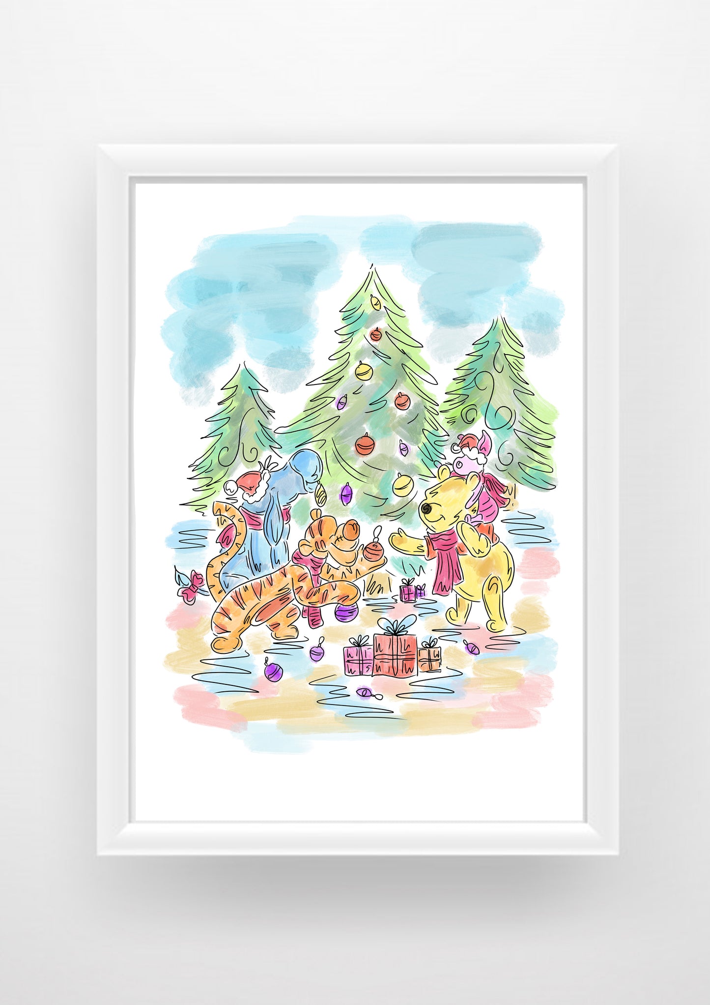 Pooh christmas Print / Sticker / bookmark