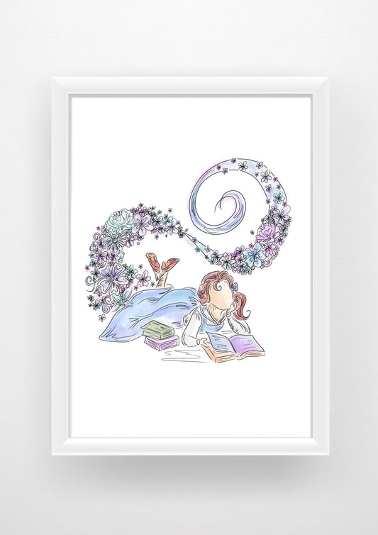Belle reading beauty and the beast Print / Sticker / bookmark