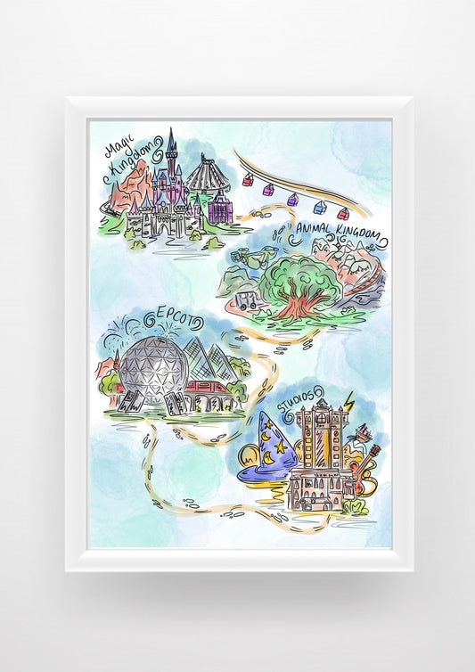 Walt Disney world parks USA Print / Sticker / bookmark