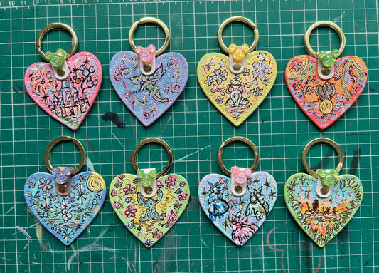 Custom heart painted Keyring