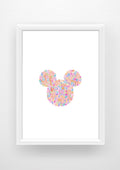 Floral Mickey head  pastel Print / Sticker / bookmark