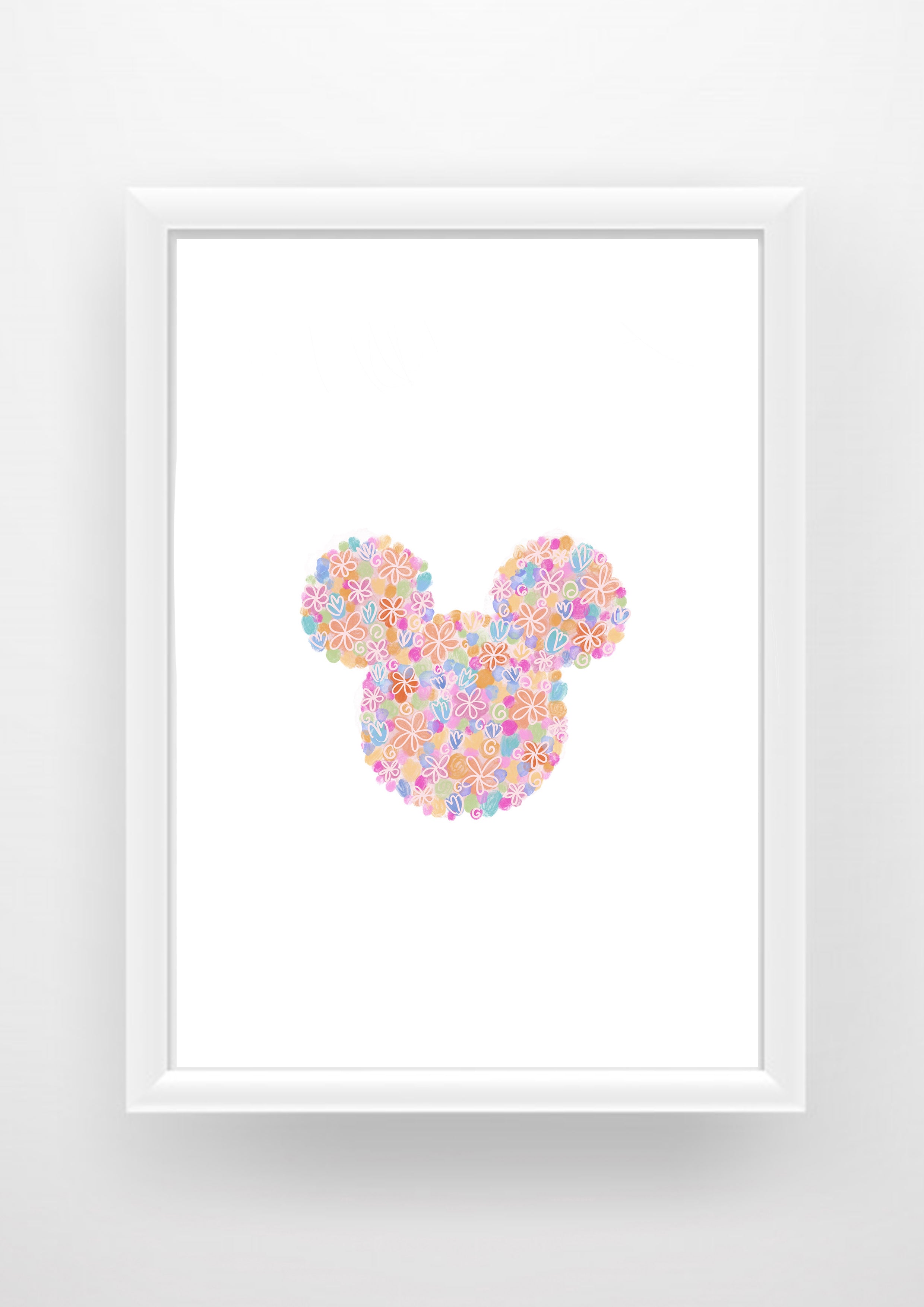 Floral Mickey head  pastel Print / Sticker / bookmark