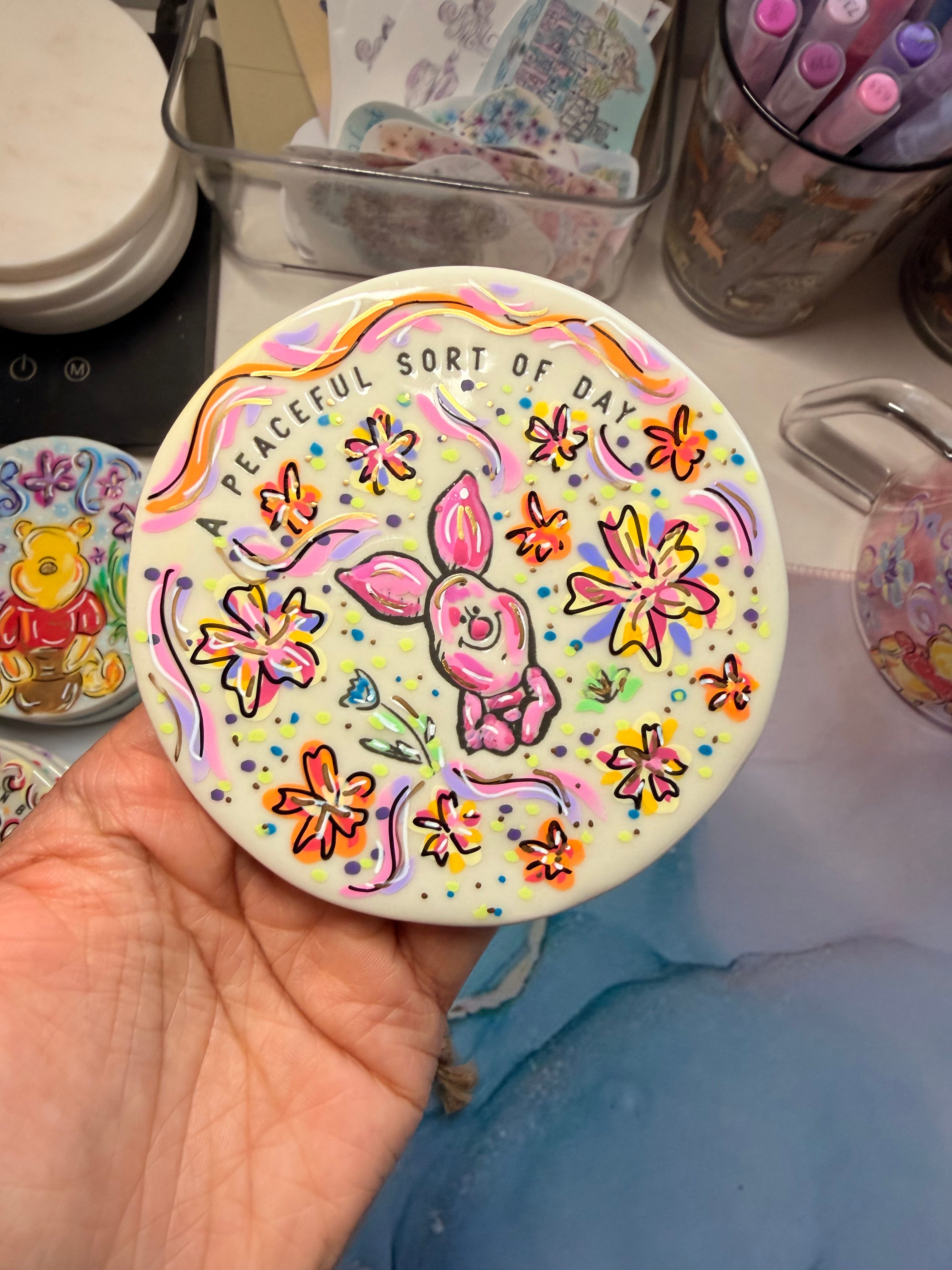 Piglet ceramic coaster