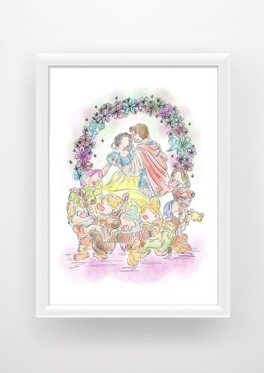 Snow White and the sevel dwarves Print / Sticker / bookmark