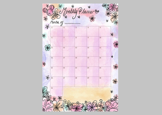 Monthly planner X12 sheets