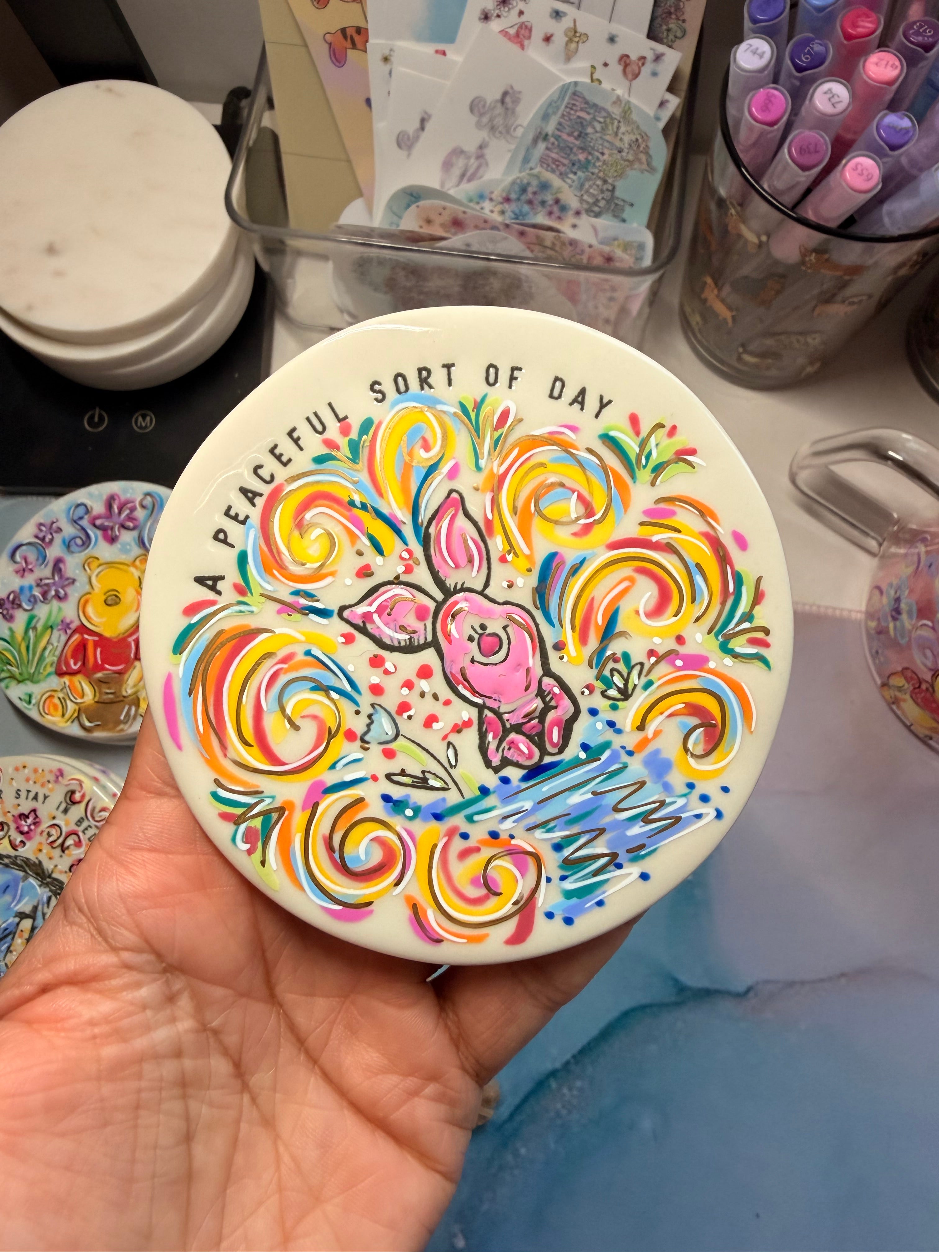 Piglet ceramic coaster