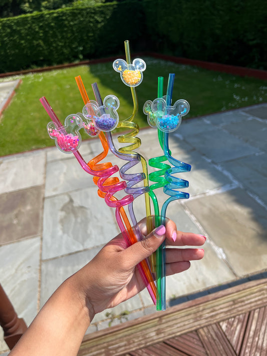Mickey head straws multiple colours