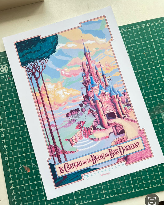 Disneyland Paris castle print A5/A4