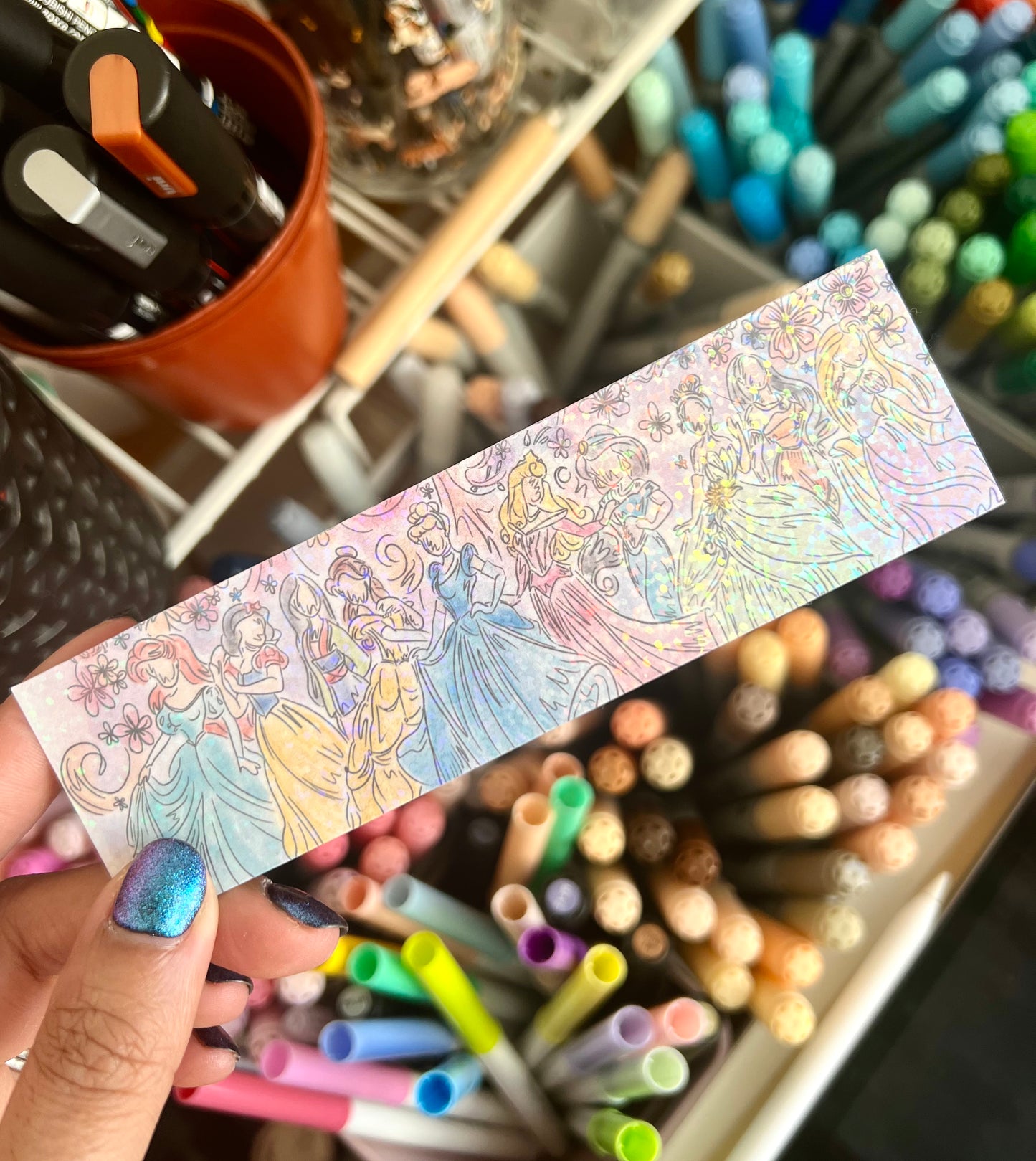 Princess holographic glitter bookmark