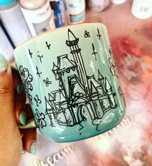 Blue castle mug
