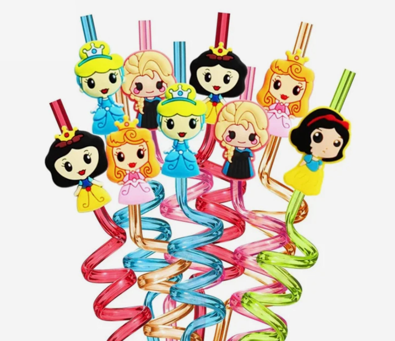 Mickey and friends head straws multiple colours