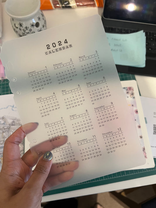 A5 yearly calendar planner page