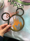 Wooden glitter Mickey head home decoration black and orange