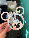 Wooden glitter Mickey head home decor