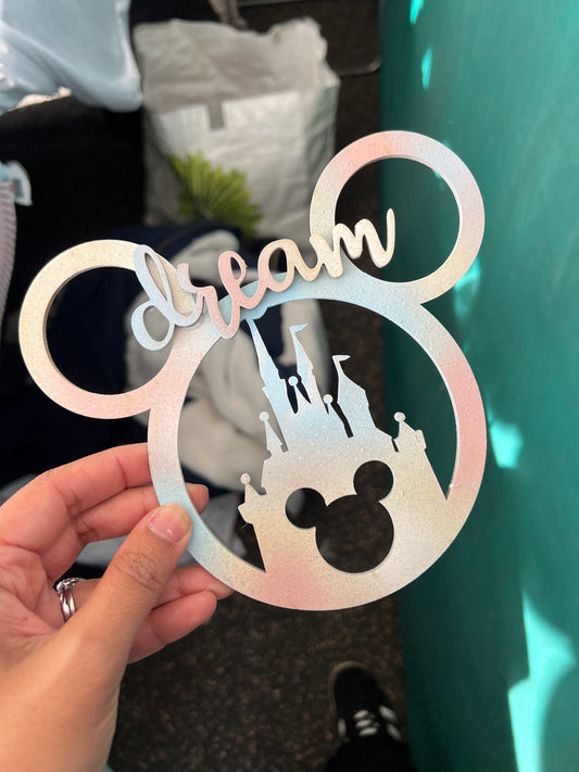 Wooden glitter Mickey head home decor