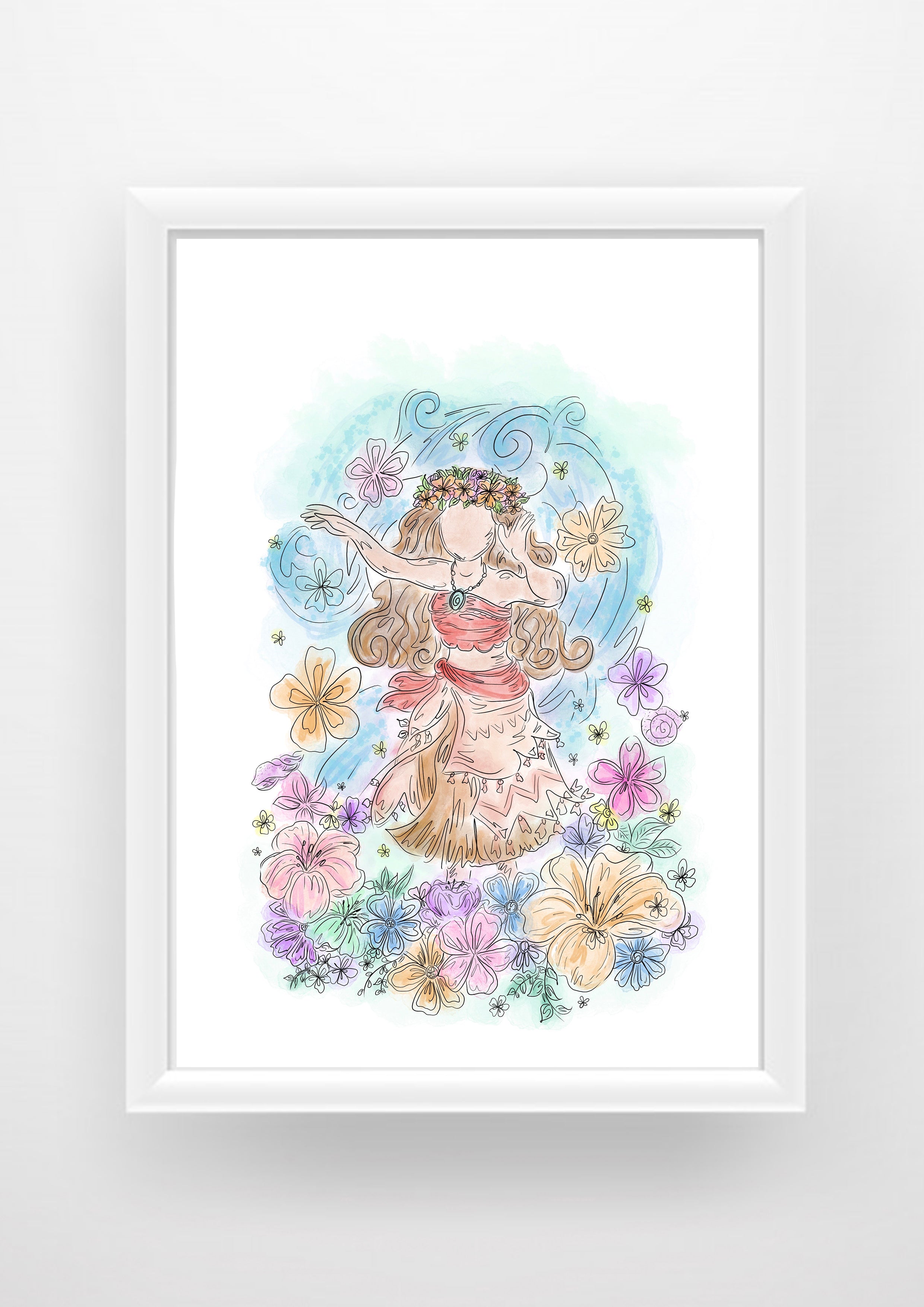 Moana floral Print / Sticker / bookmark