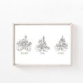 X3 Castles Print / Sticker / bookmark