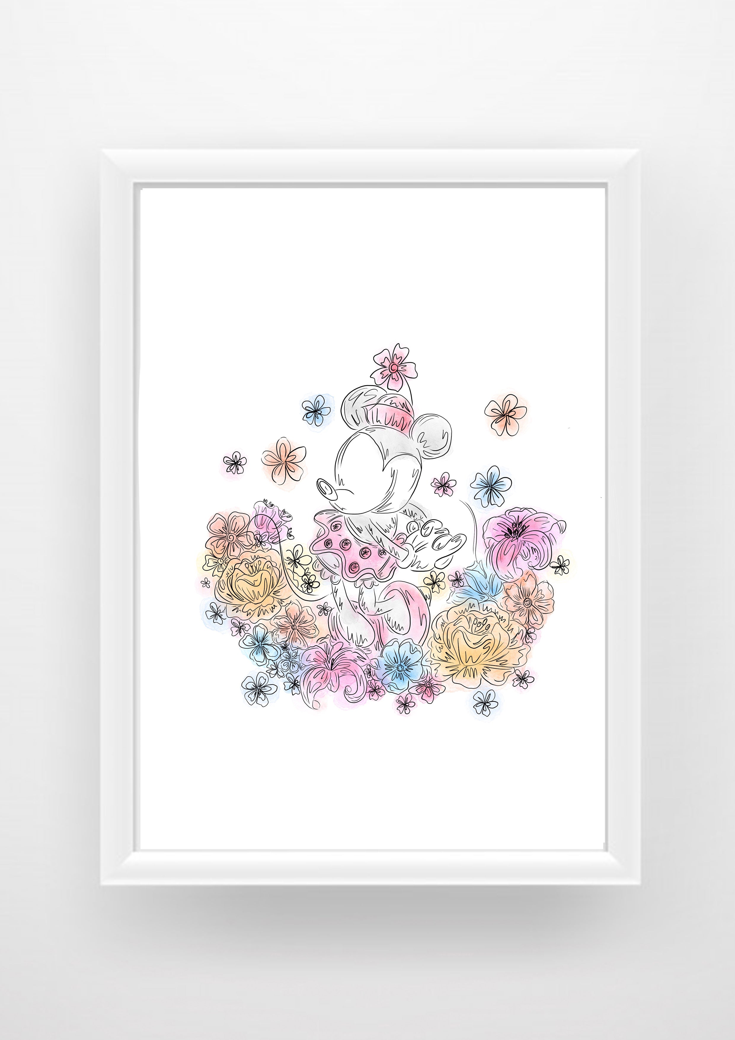 Floral Minnie sketch Print / Sticker / bookmark