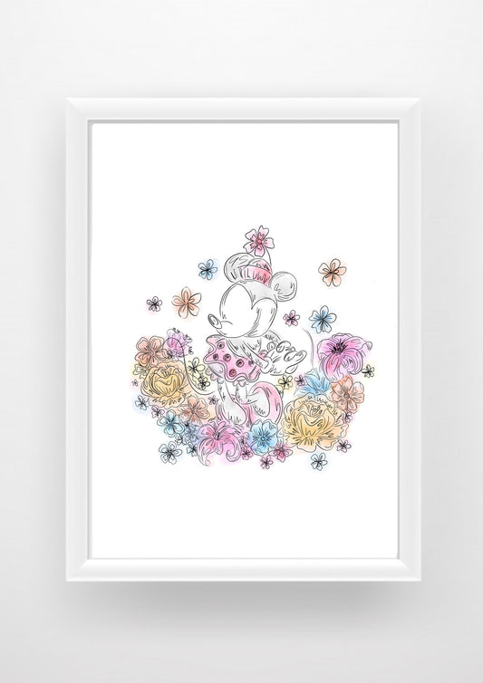 Floral Minnie sketch Print / Sticker / bookmark