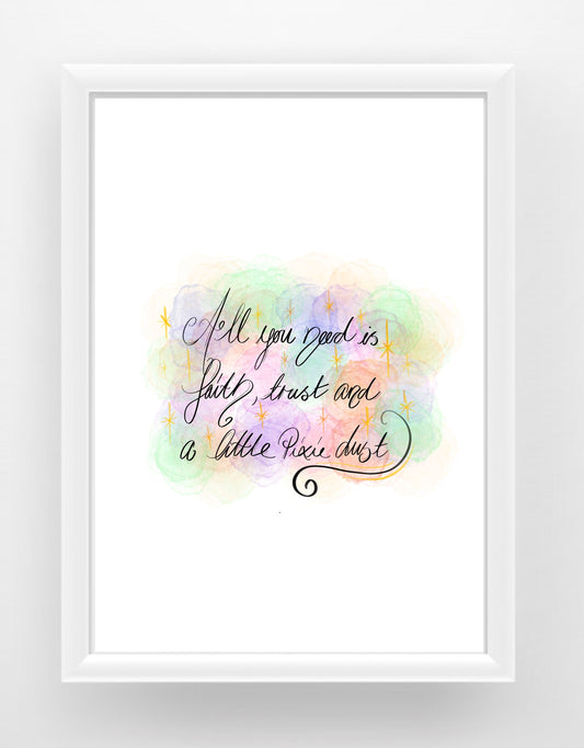 Peter Pan quote faith trust and pixie dust Print / Sticker / bookmark