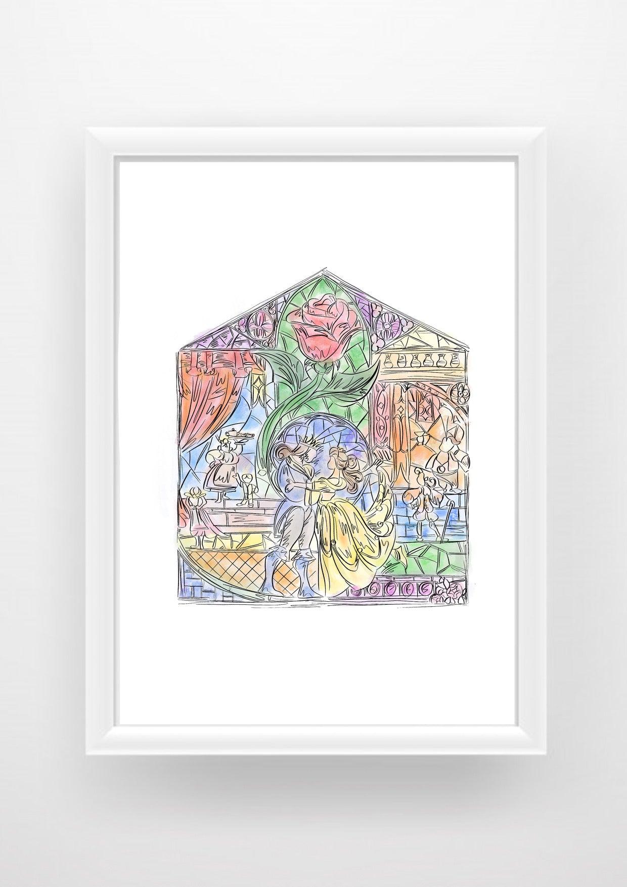 Beauty and the beast Stain glass Print / Sticker / bookmark