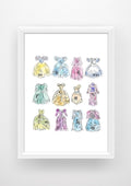 Princess Dresses glass Print / Sticker / bookmark