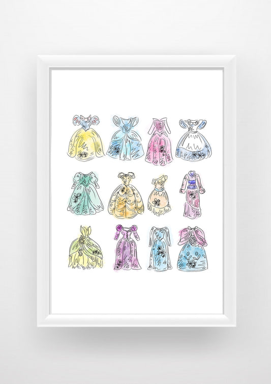 Princess Dresses glass Print / Sticker / bookmark