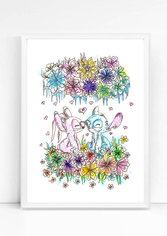 Angel Stitch floral Print / Sticker / bookmark