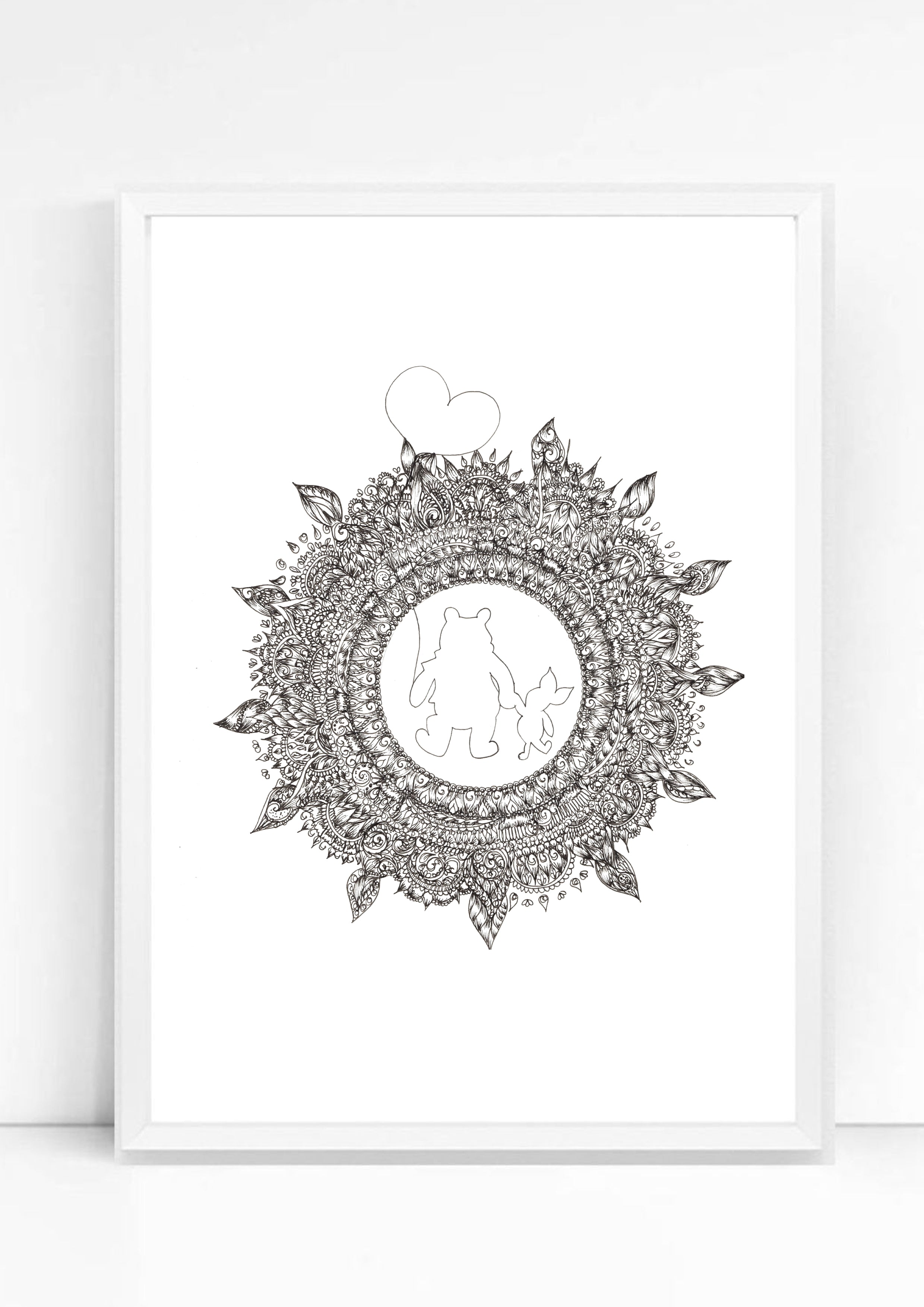 Winnie the pooh Mandala Print / Sticker / bookmark