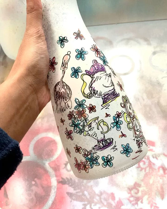 Beauty and the beast characters tall vase