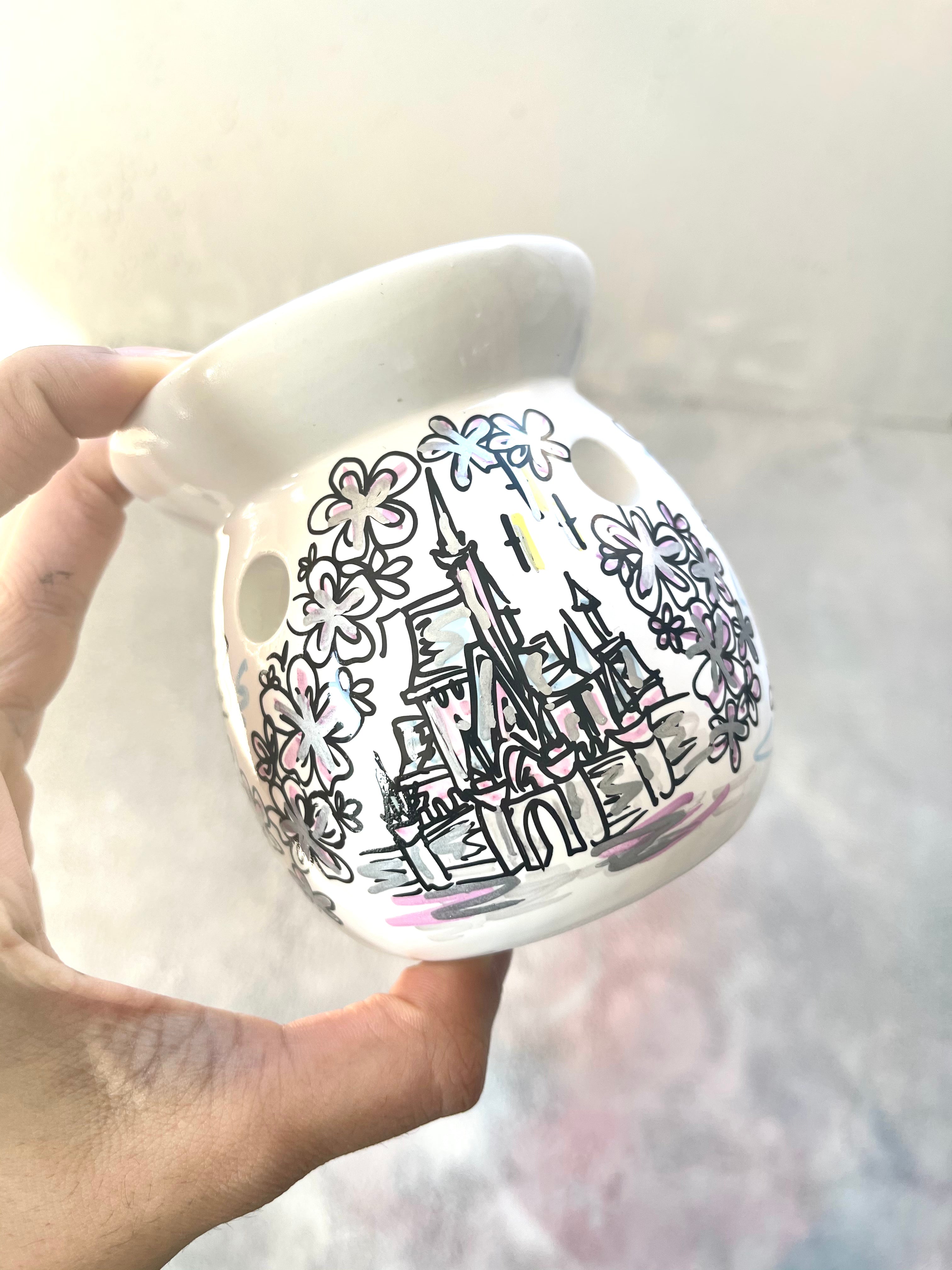 Cinderella castle Floral Ceramics Wax Oil Burner - HOMEWARE