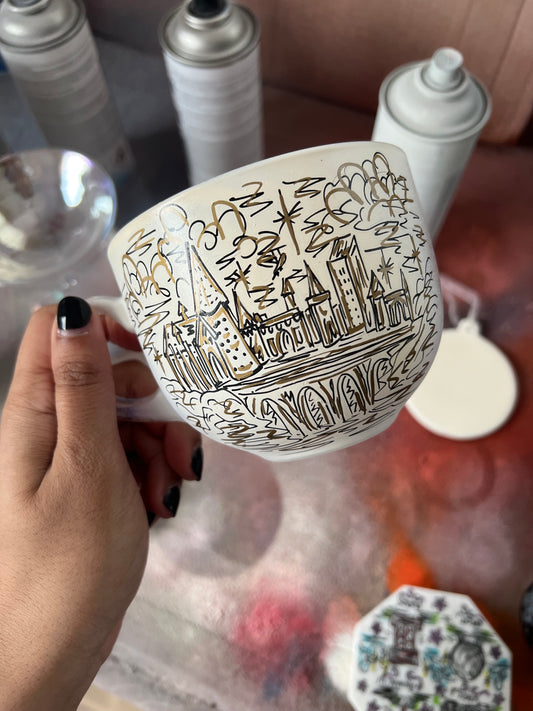 Hogwarts gold glass mug
