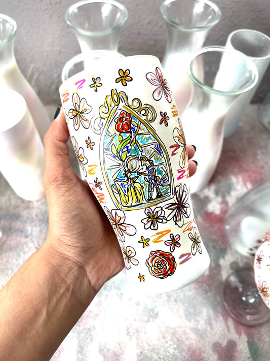 Beauty and the beast stain glass Mouse Pint glasses glasses X1