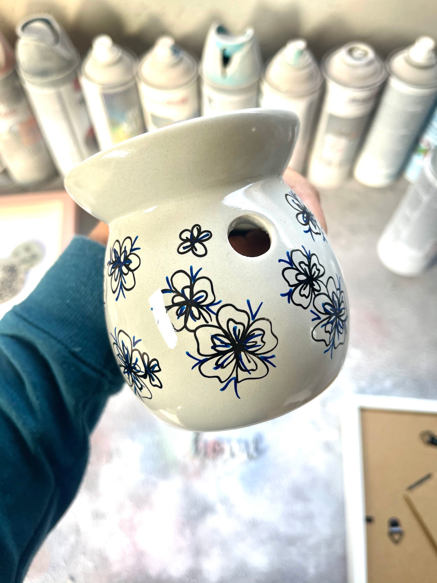 Stitch Floral Ceramics Wax Oil Burner - HOMEWARE
